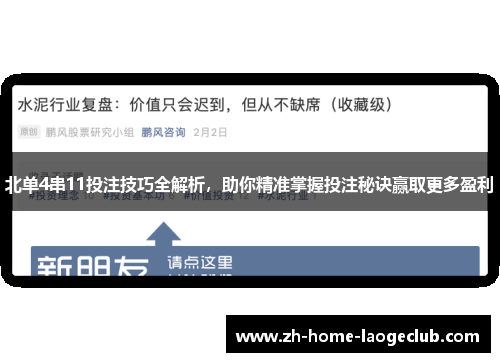 北单4串11投注技巧全解析，助你精准掌握投注秘诀赢取更多盈利