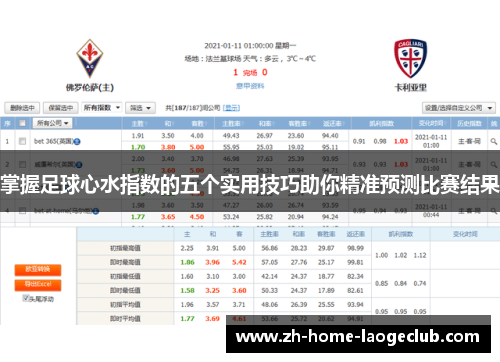 掌握足球心水指数的五个实用技巧助你精准预测比赛结果