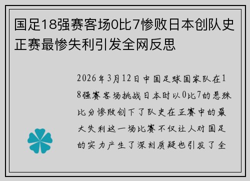 国足18强赛客场0比7惨败日本创队史正赛最惨失利引发全网反思